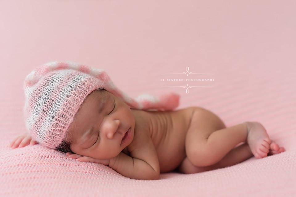 Pink and Cream Newborn Mohair Pixie Baby Hat - Beautiful Photo Props