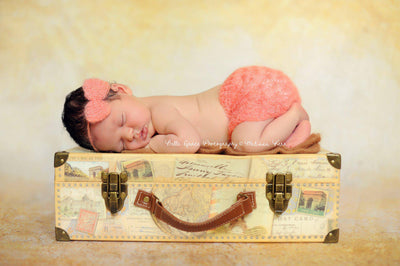 Peach Newborn Mohair Skirt and Headband Set - Beautiful Photo Props