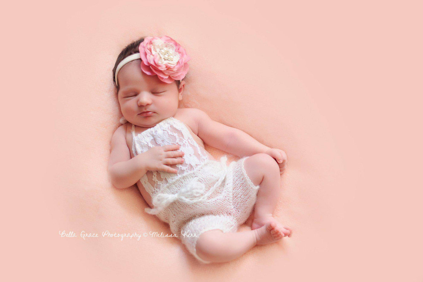Cream Lace Front Mohair Knit Newborn Romper - Beautiful Photo Props