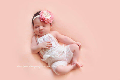 Cream Lace Front Mohair Knit Newborn Romper - Beautiful Photo Props