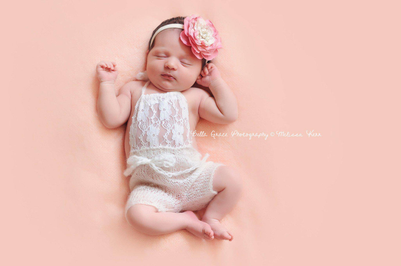 Cream Lace Front Mohair Knit Newborn Romper - Beautiful Photo Props