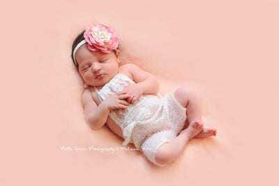 Cream Lace Front Mohair Knit Newborn Romper - Beautiful Photo Props