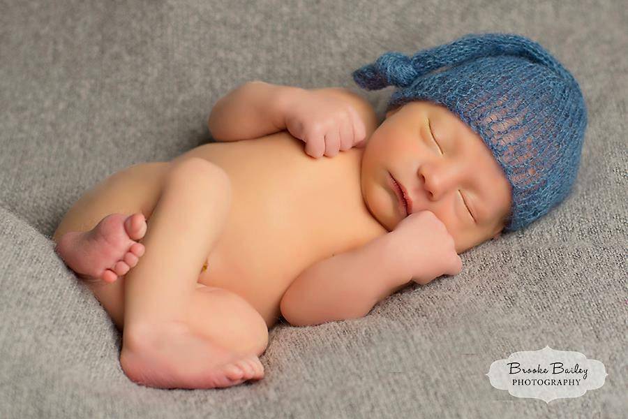 Denim Blue Newborn Baby Mohair Pixie Knot Hat - Beautiful Photo Props