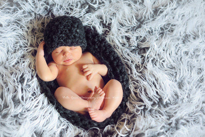 Charcoal Gray Baby Bowl And Hat Set - Beautiful Photo Props
