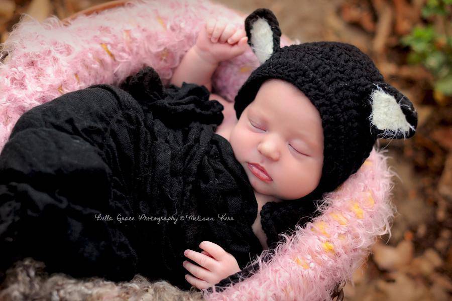 Baby Black Cat Newborn Hat - Beautiful Photo Props
