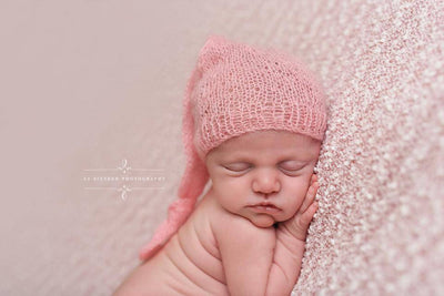 Pink Newborn Baby Mohair Pixie Knot Hat - Beautiful Photo Props