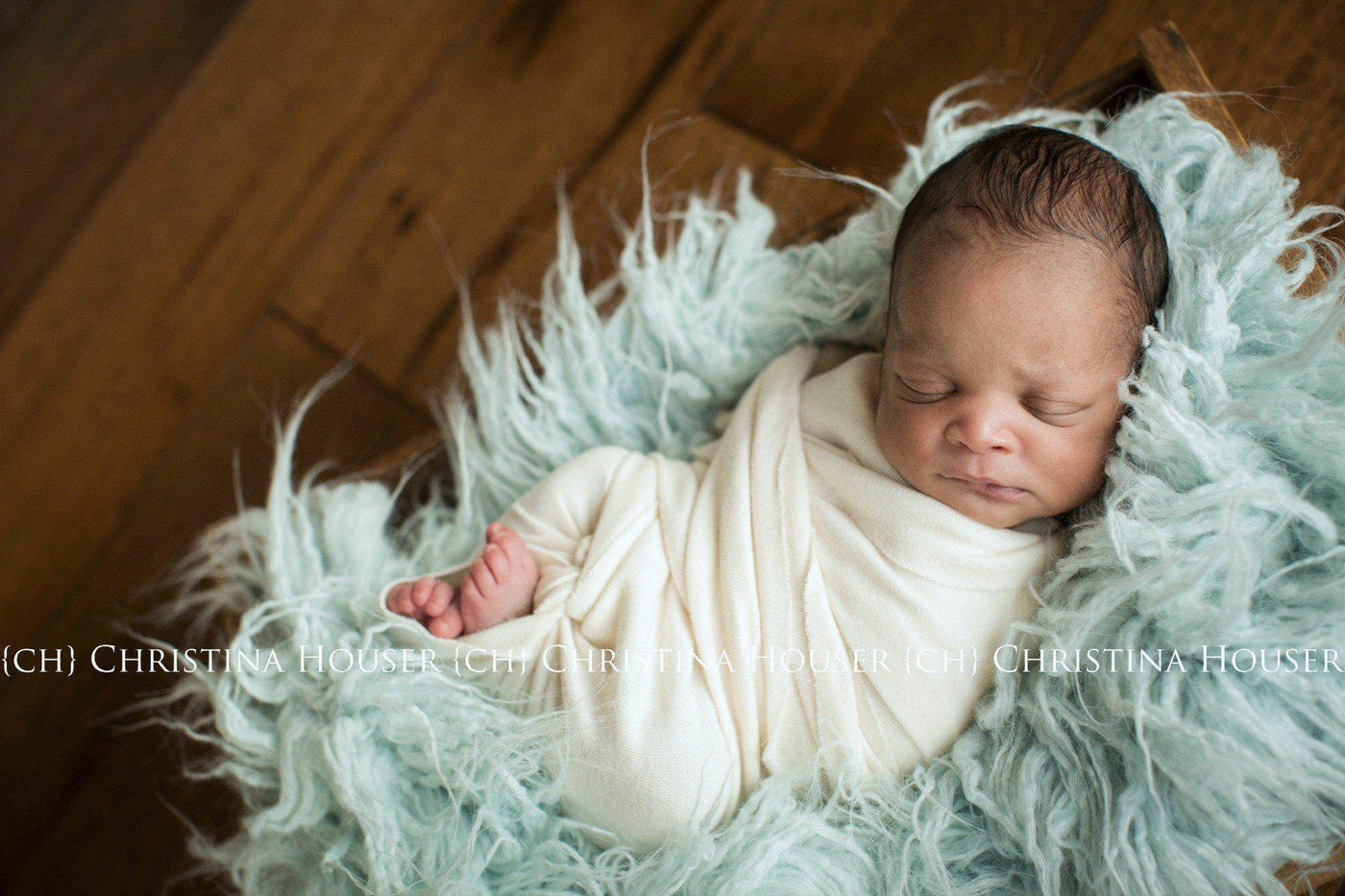 Baby Blue Faux Flokati Alpaca Fur Rug Newborn Photography Prop - Beautiful Photo Props
