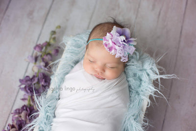 Baby Blue Faux Flokati Alpaca Fur Rug Newborn Photography Prop - Beautiful Photo Props