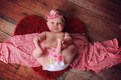 Coral and Cream Stretch Lace Wrap Newborn Photography Prop - Beautiful Photo Props