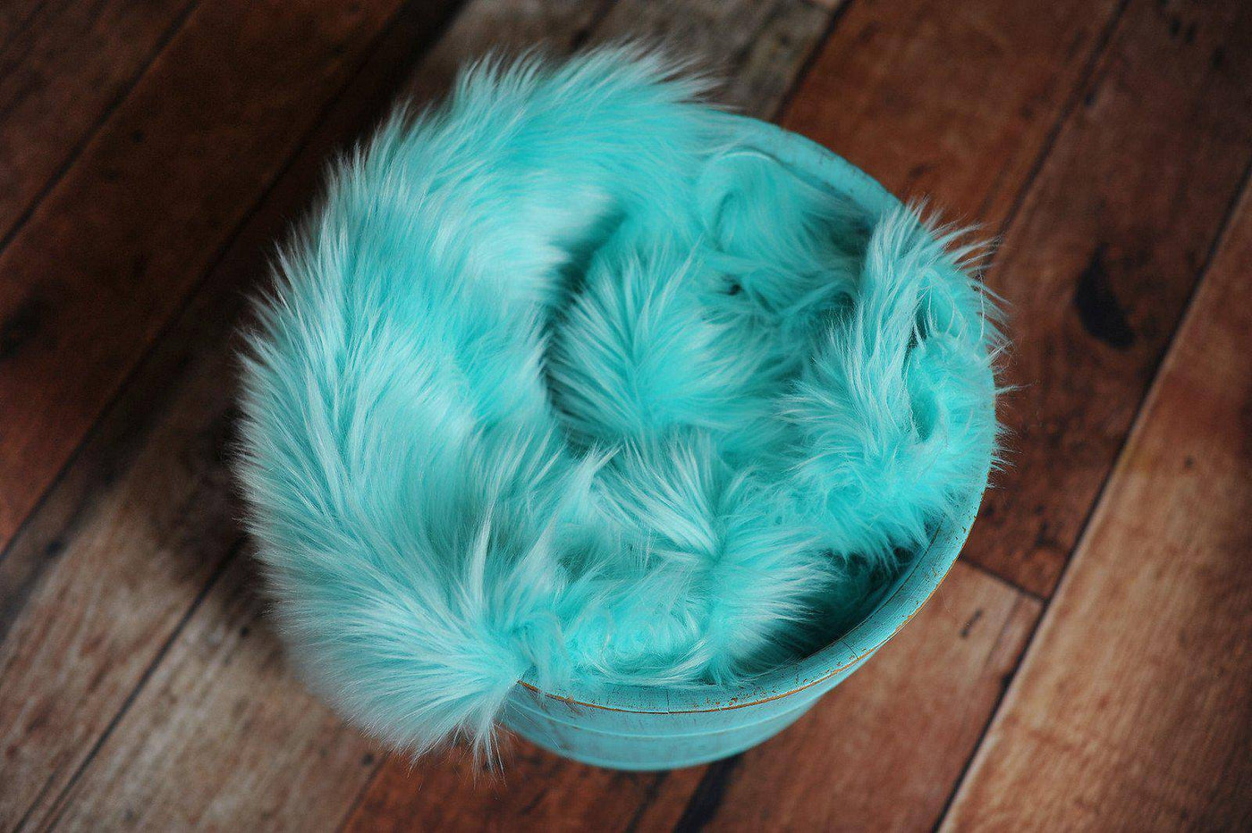 Ocean Blue Mongolian Faux Fur Photography Prop Rug Newborn Baby Toddler - Beautiful Photo Props