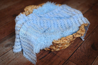 Baby Blue Fabric Fishnet Lace Wrap - Beautiful Photo Props