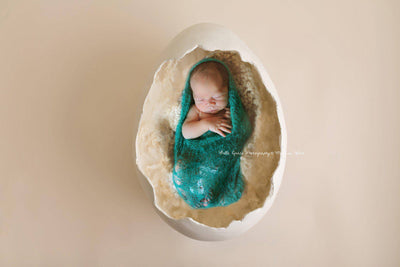 Teal Sunflower Mohair Knit Baby Wrap - Beautiful Photo Props
