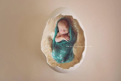 Teal Sunflower Mohair Knit Baby Wrap - Beautiful Photo Props