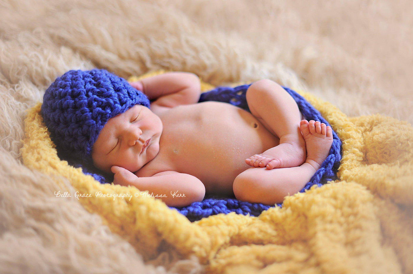 Cobalt Blue Baby Bowl And Hat Set - Beautiful Photo Props
