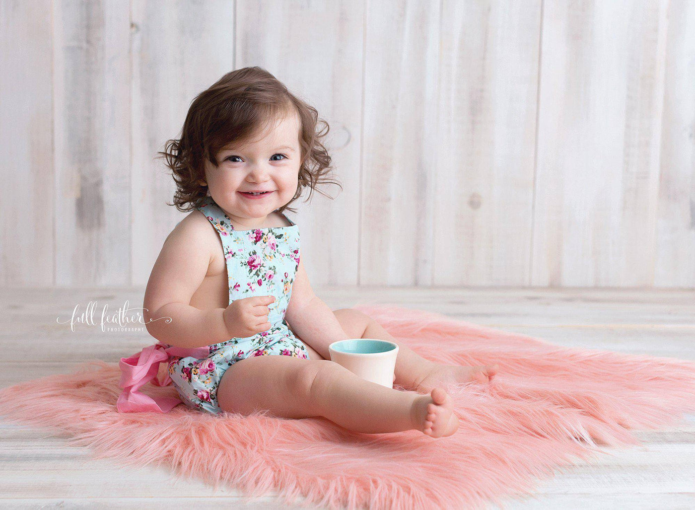 Coral Pink Peach Mongolian Faux Fur Photography Prop Rug Newborn Baby - Beautiful Photo Props