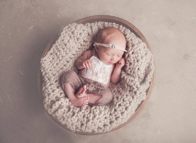 Newborn Linen Colored Baby Blanket - Beautiful Photo Props