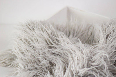 Light Gray Faux Flokati Alpaca Fur Rug Newborn Photography Prop - Beautiful Photo Props