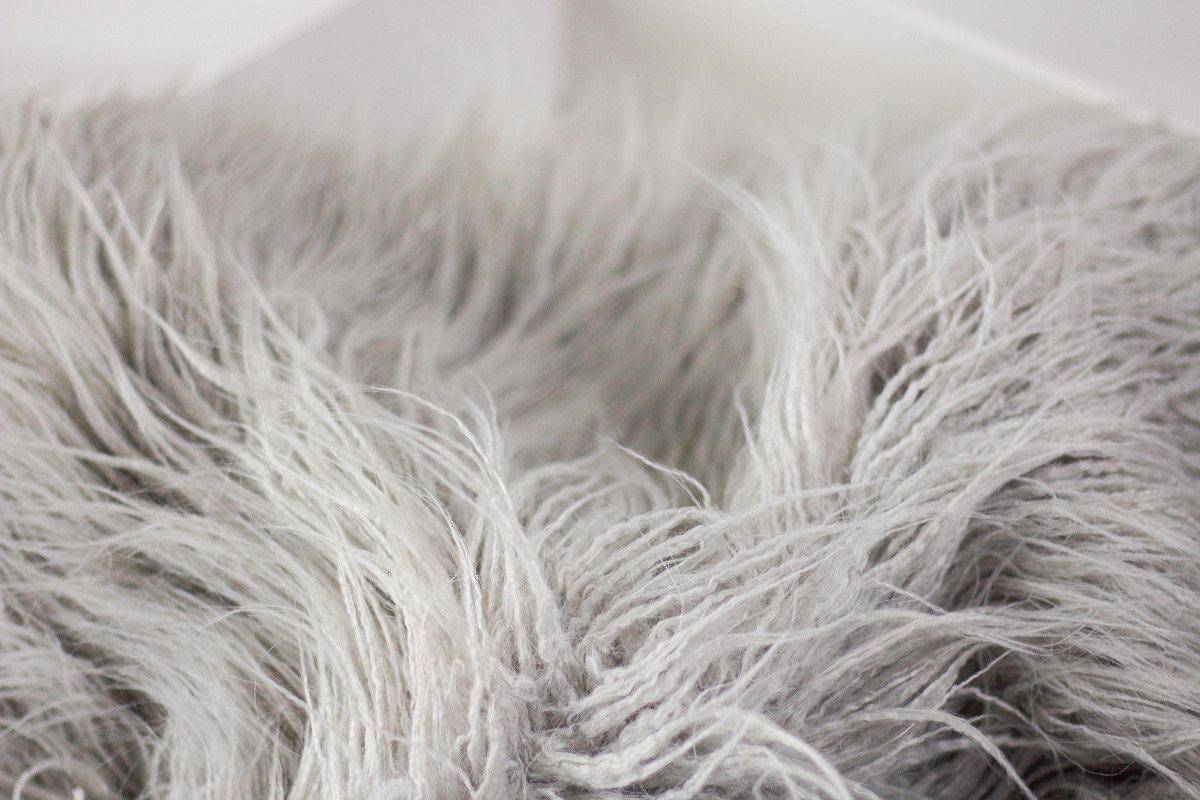 Light Gray Faux Flokati Alpaca Fur Rug Newborn Photography Prop - Beautiful Photo Props