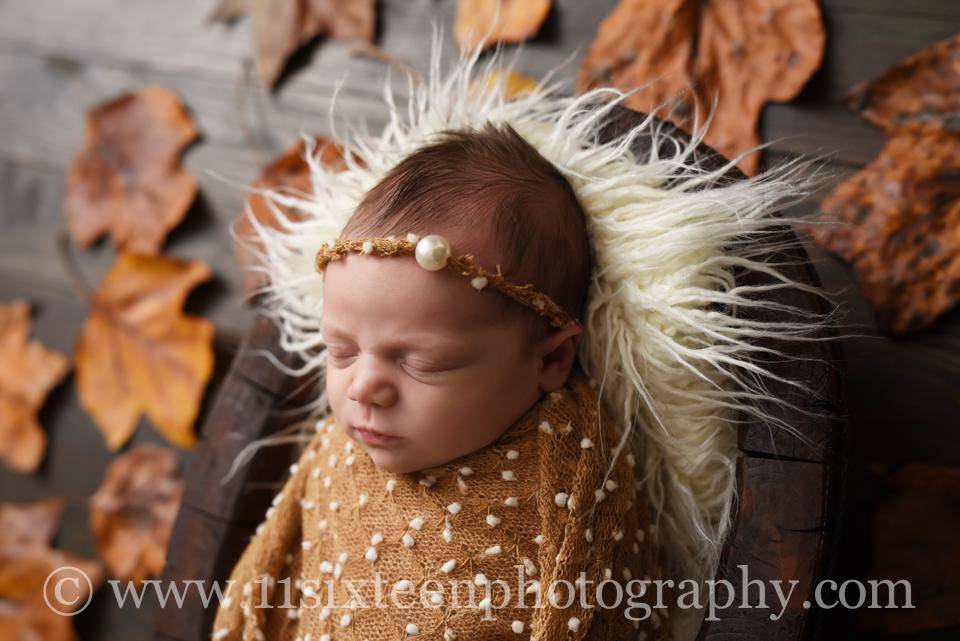 SET Coffee Brown Popcorn Stretch Knit Baby Wrap and Headband - Beautiful Photo Props