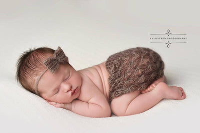Toffee Brown Newborn Mohair Skirt and Headband Set - Beautiful Photo Props