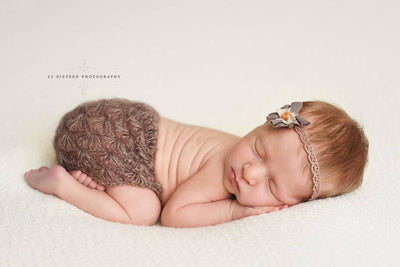 Toffee Brown Newborn Mohair Skirt and Headband Set - Beautiful Photo Props