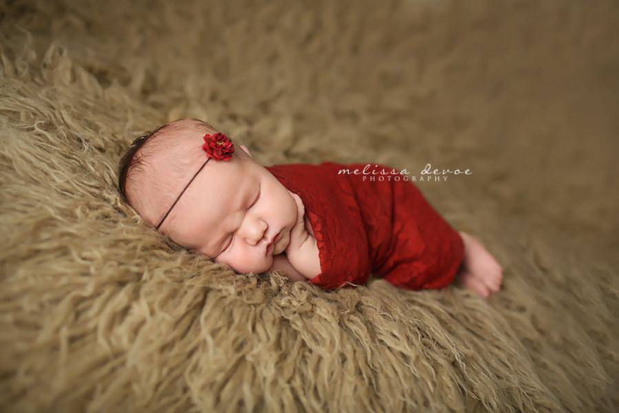 SALE Brick Red Stretch Lace Wrap 60X6 - Beautiful Photo Props