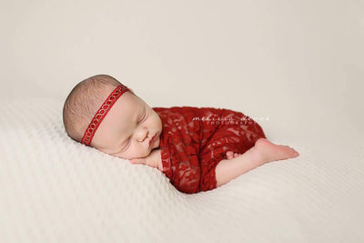 SALE Brick Red Stretch Lace Wrap 60X6 - Beautiful Photo Props