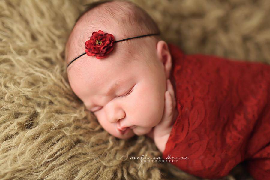 SALE Brick Red Stretch Lace Wrap 60X6 - Beautiful Photo Props