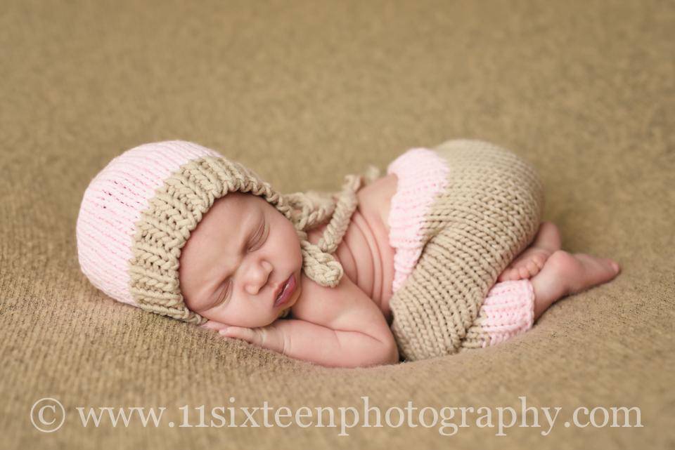Pink and Beige Knit Newborn Hat and Pants Set - Beautiful Photo Props