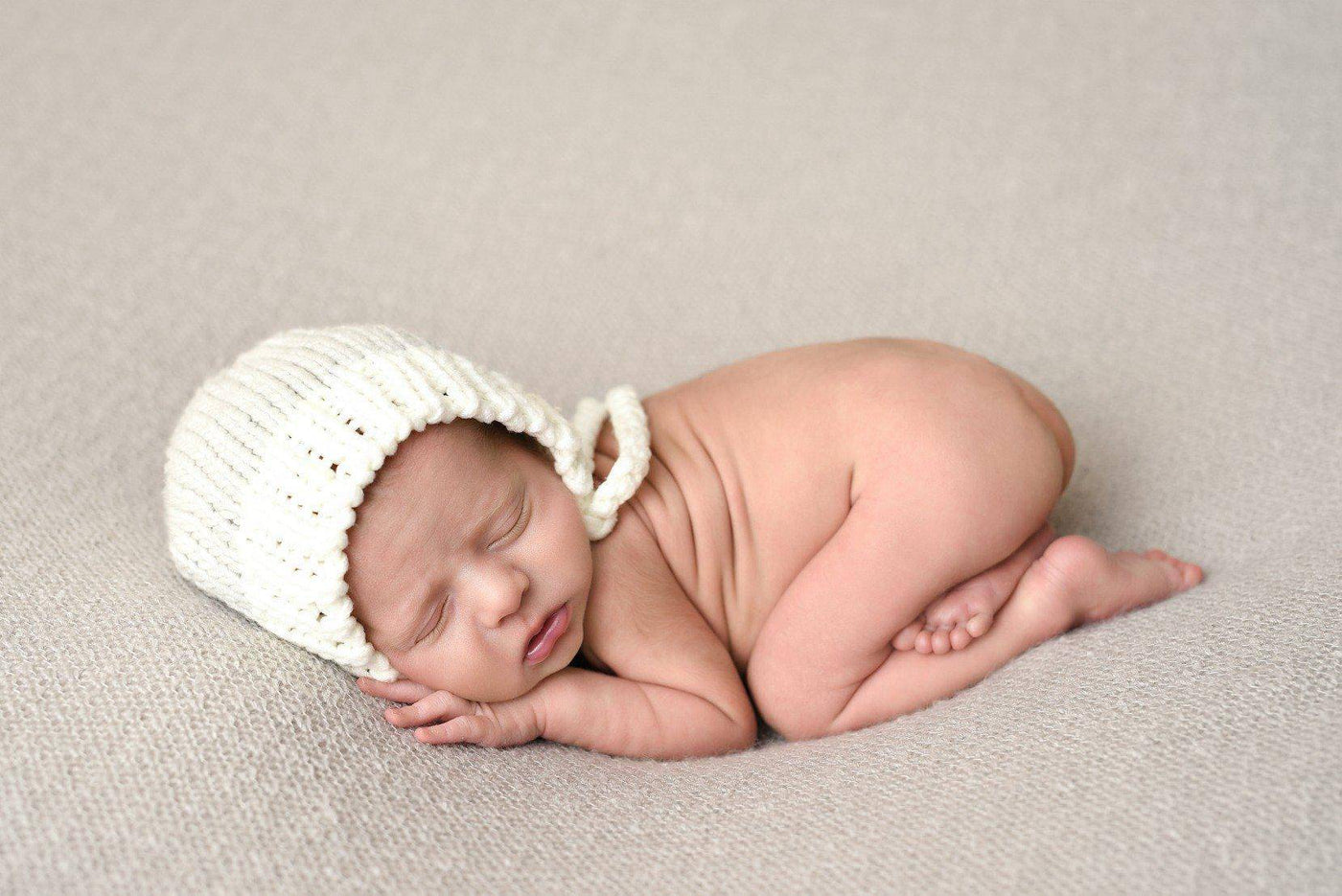 Gray and White Knit Newborn Hat and Pants Set - Beautiful Photo Props