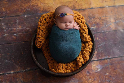 Chunky Mustard Yellow Newborn Baby Blanket - Beautiful Photo Props