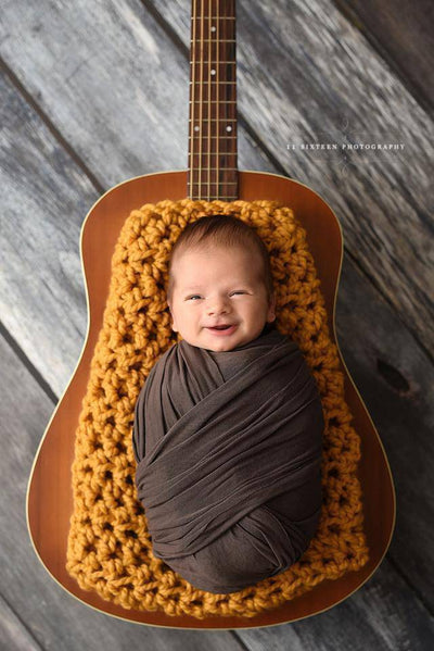 Chunky Mustard Yellow Newborn Baby Blanket - Beautiful Photo Props