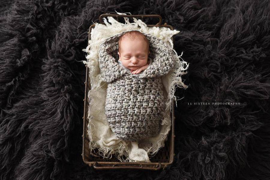 Gray Marble Newborn Baby Collared Cocoon - Beautiful Photo Props