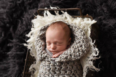 Gray Marble Newborn Baby Collared Cocoon - Beautiful Photo Props