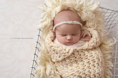 Cream Newborn Baby Collared Cocoon - Beautiful Photo Props