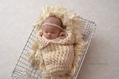 Cream Newborn Baby Collared Cocoon - Beautiful Photo Props