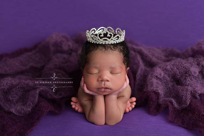 SET Eggplant and Purple Sunflower Mohair Knit Baby Wraps - Beautiful Photo Props