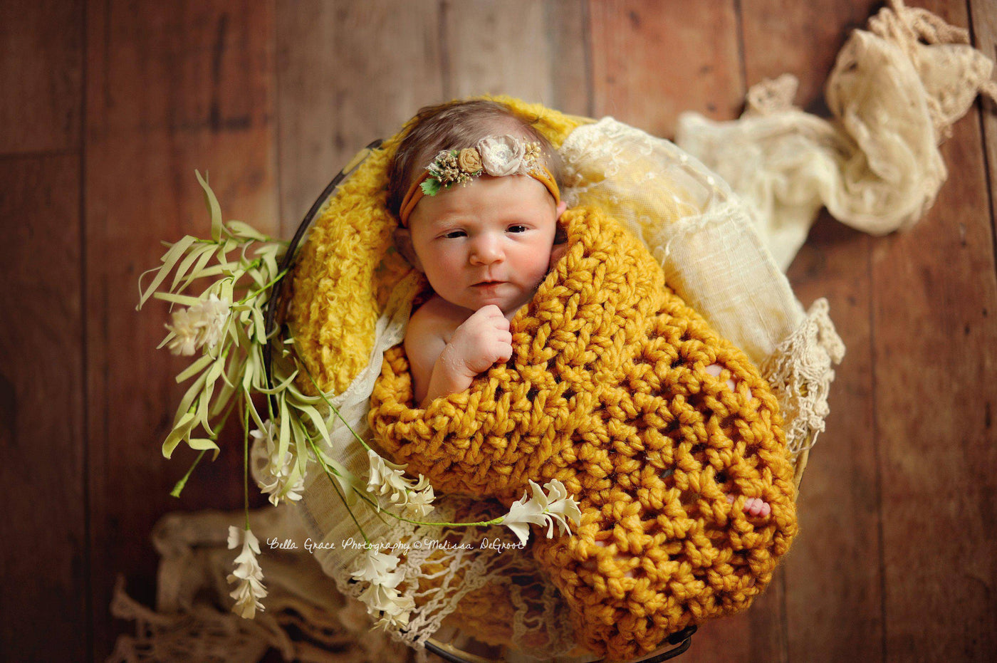 Mustard Yellow Newborn Baby Cocoon Swaddle - Beautiful Photo Props
