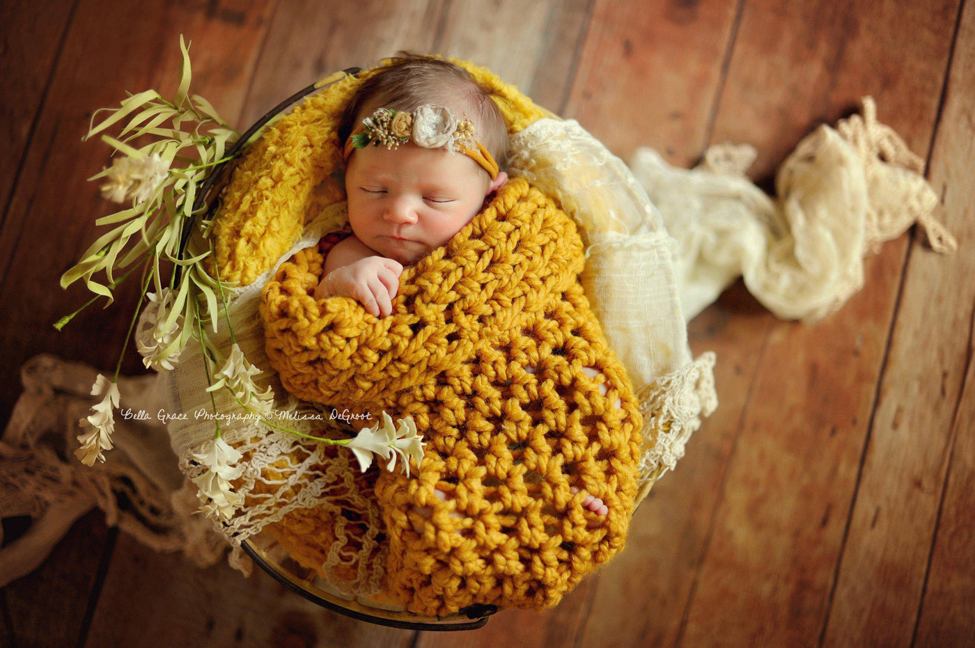 Mustard Yellow Newborn Baby Cocoon Swaddle - Beautiful Photo Props