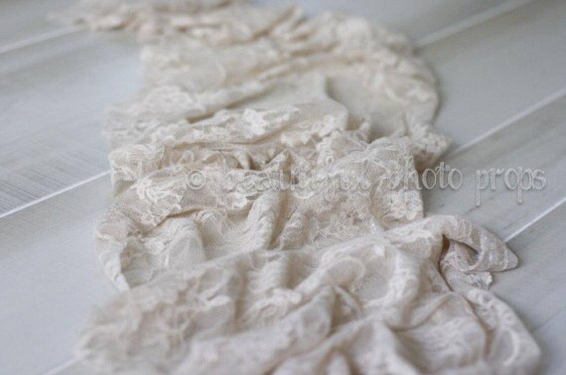 Stretch Lace Baby Wrap in Linen - Beautiful Photo Props