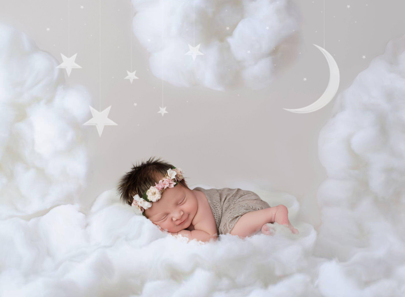 Dark Beige Gossamer Fabric Lace Baby Wrap - Beautiful Photo Props