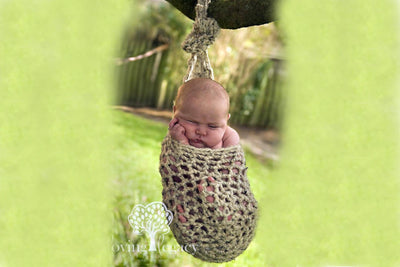 Oatmeal Baby Hanging Stork Sack - Beautiful Photo Props