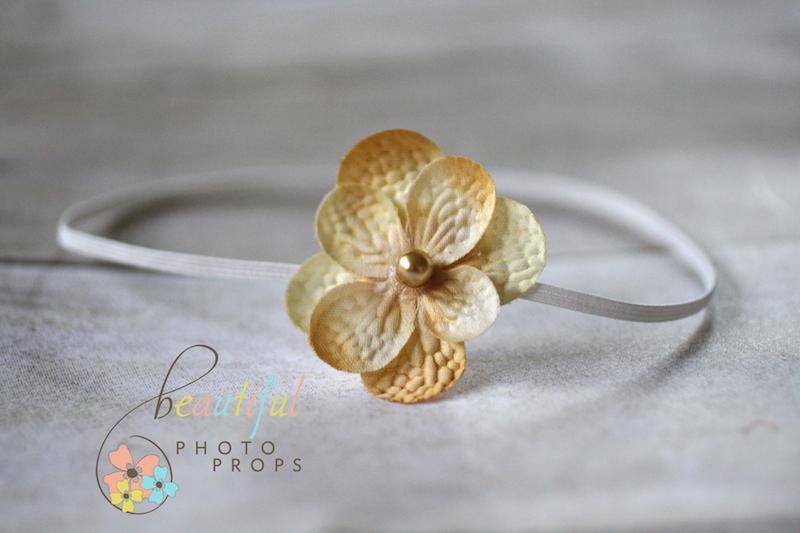 Cream Beige Flower Skinny Headband - Beautiful Photo Props