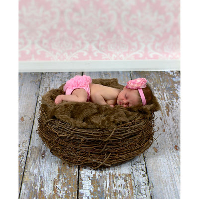 SET Chocolate Fur & Wood Branch Nest Owl Bird Photography Prop Newborn Baby - Beautiful Photo Props