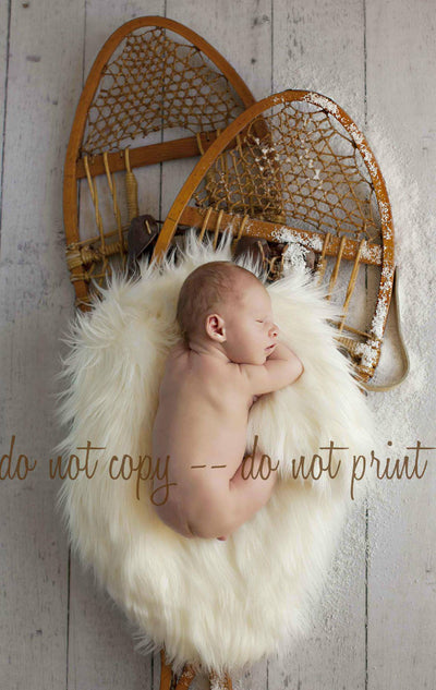 Cream Mongolian Faux Fur Photography Prop Rug Newborn Baby - Beautiful Photo Props