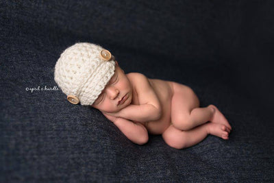 Cream Newborn Newsboy Hat - Beautiful Photo Props