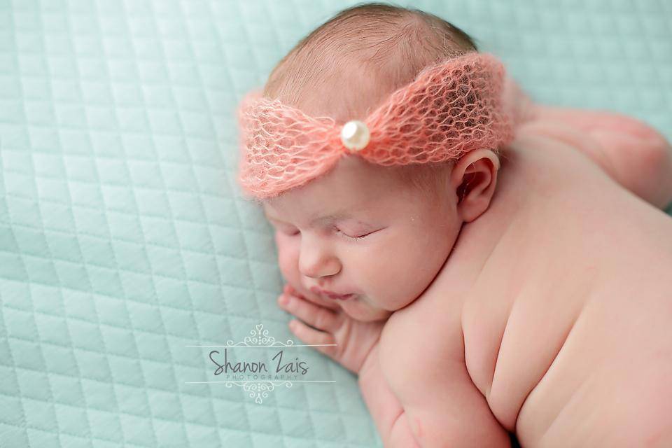 Peach Pearl Turban Mohair Headband - Beautiful Photo Props