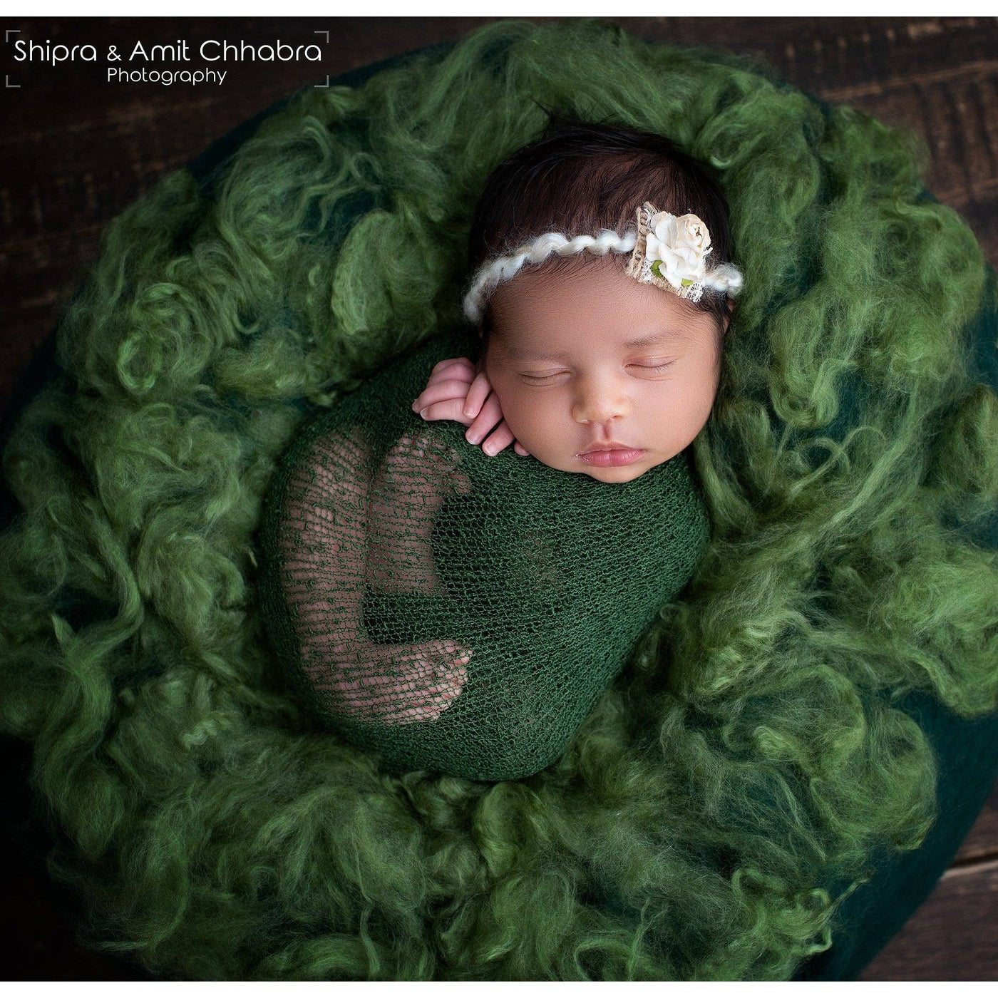 Green Newborn Fluff Cloud Basket Filler Nest Stuffer - Beautiful Photo Props