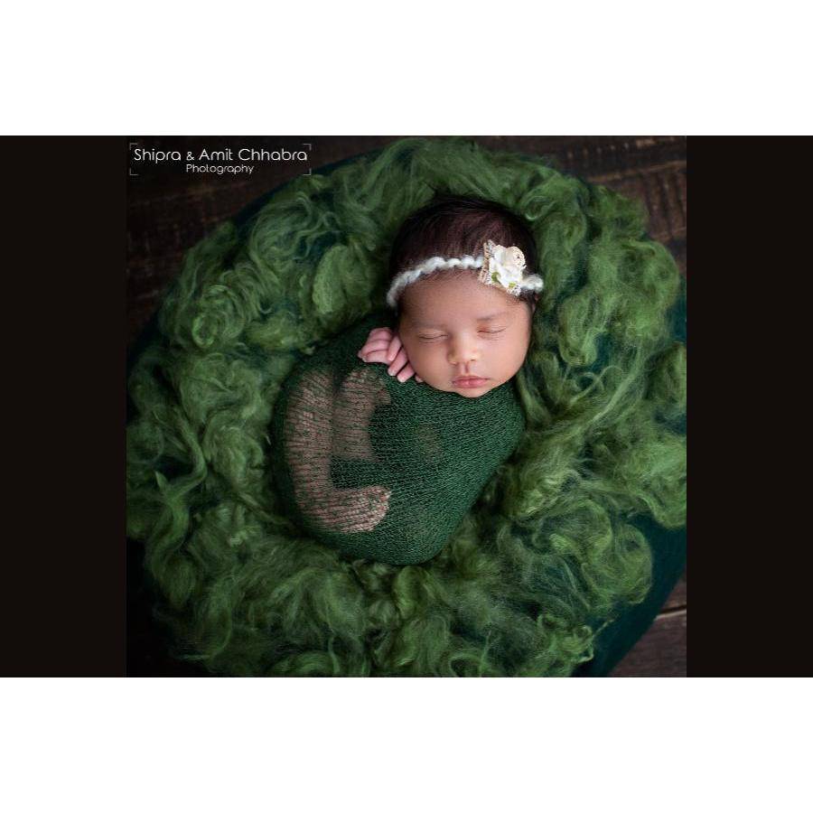 Green Newborn Fluff Cloud Basket Filler Nest Stuffer - Beautiful Photo Props