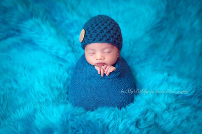 Aqua Blue Mongolian Faux Fur Photography Prop Rug Newborn Baby Toddler - Beautiful Photo Props